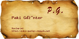 Paki Günter névjegykártya